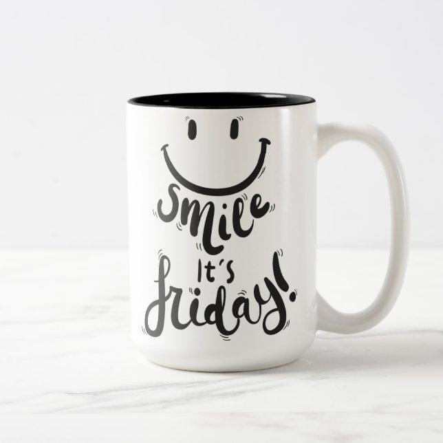 Caneca De Café Em Dois Tons Sorria sua sexta feliz (Direita)