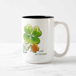 Caneca De Café Em Dois Tons Sorte dos irlandeses. Tricolor Shamrocks Nome Pers
