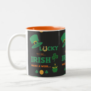 Caneca De Café Em Dois Tons Sortudo irlandês faz um desejo