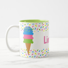 Caneca De Café Em Dois Tons Sorvete Cone Personalizado Mug