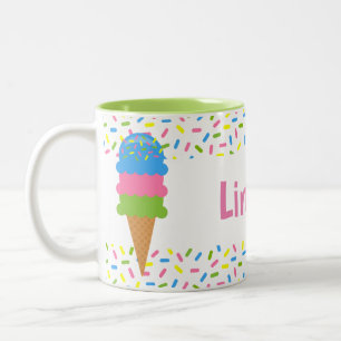 Caneca De Café Em Dois Tons Sorvete Cone Personalizado Mug