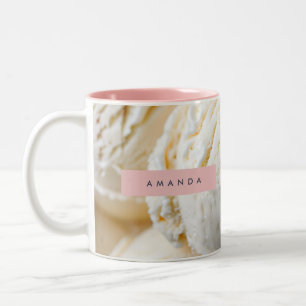 Caneca De Café Em Dois Tons Sorvete de Baunilha Cremoso Personalizado