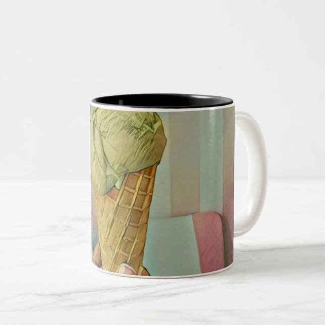 Caneca De Café Em Dois Tons Sorvete de chocolate (Frente Esquerda)
