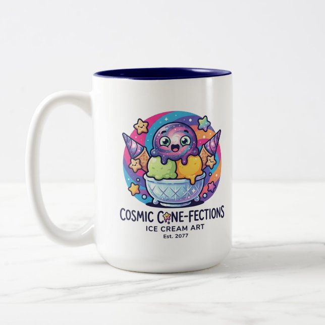 Caneca De Café Em Dois Tons sorvete engraçado (Esquerda)