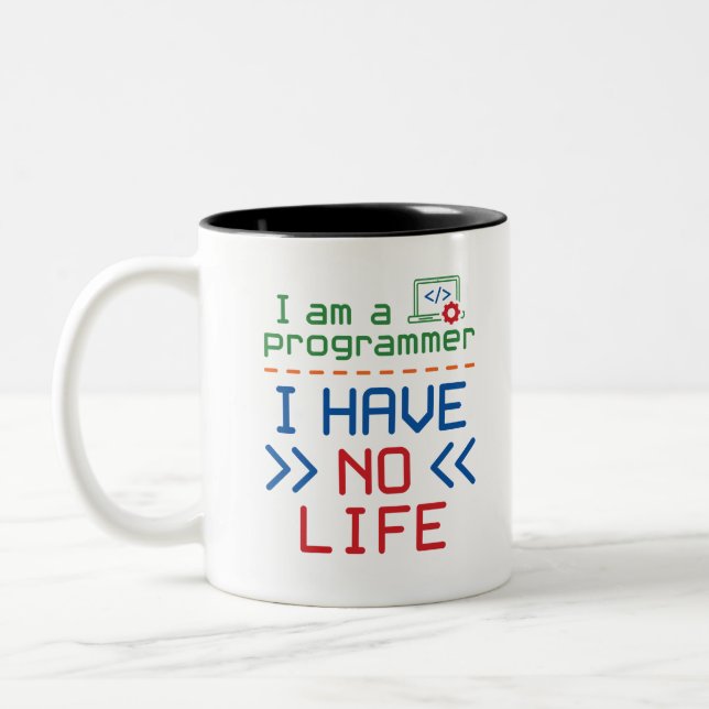 Caneca De Café Em Dois Tons Sou programador, não tenho vida (Esquerda)