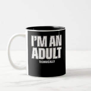 Caneca De Café Em Dois Tons Sou um Adulto Tecnicamente Engraçado 18º Present