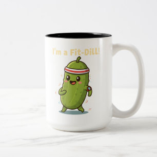 Caneca De Café Em Dois Tons Sou um Fit-Dill! Design de Piada de Pickle de Trei