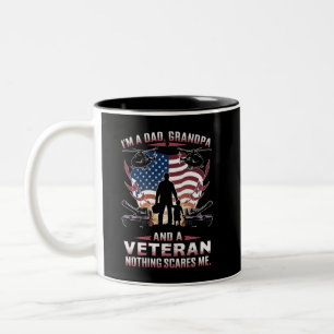 Caneca De Café Em Dois Tons Sou um pai avô e veterano Dia dos Pais Veterano 
