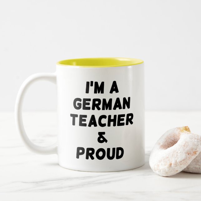 CANECA DE CAFÉ EM DOIS TONS SOU UM PROFESSOR DE ALEMÃO & ORGULHOSO (Com Donut)