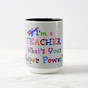 Caneca De Café Em Dois Tons "Sou um Professor. Qual é o Seu Super Poder?"