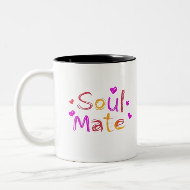 Caneca De Café Em Dois Tons Soul Mate Digital Art Design (Esquerda)