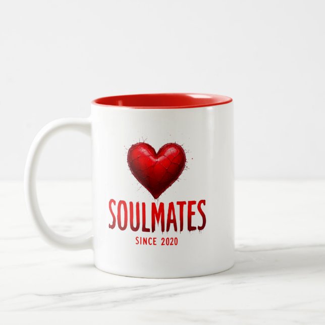 Caneca De Café Em Dois Tons Soulmates Desde 2020 Romântico (Esquerda)