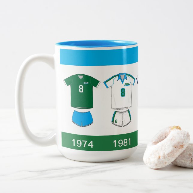 Caneca De Café Em Dois Tons Sounders Jersey History (Com Donut)