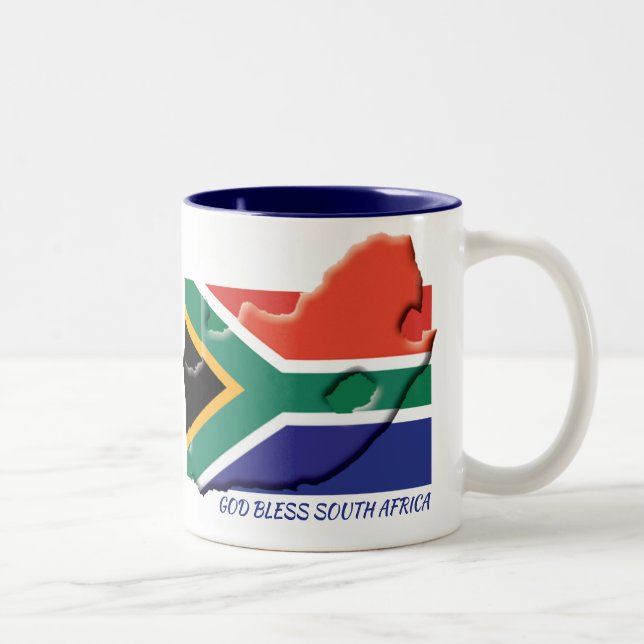 Caneca De Café Em Dois Tons SOUTH AFRICA FLAG MP - Escritura Personalizada BRA (Direita)