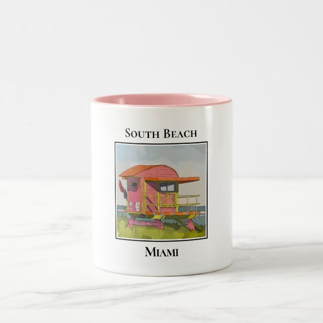 Caneca De Café Em Dois Tons South Beach Miami Florida Lifeguard Tower (Centro)