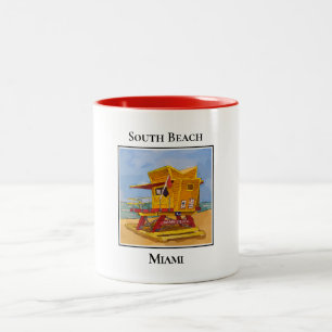 Caneca De Café Em Dois Tons South Beach Miami Florida Lifeguard Tower Orange