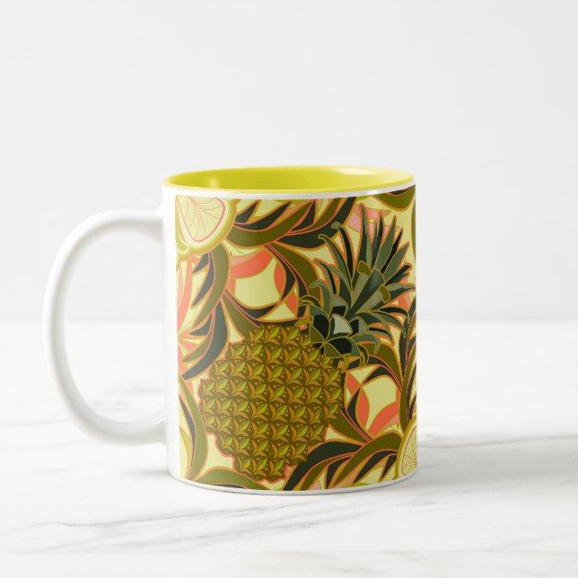 Caneca De Café Em Dois Tons South Beach Tropical Pineapple (Esquerda)