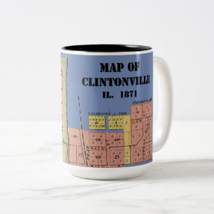 Caneca De Café Em Dois Tons South Elgin Illinois Clintonville Map Art 1871
