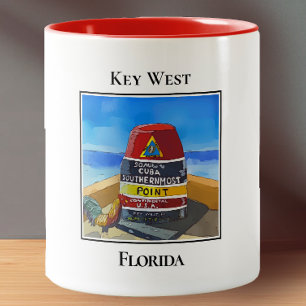 Caneca De Café Em Dois Tons Southern Most Point Marker, Key West Florida