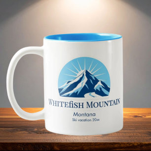 Caneca De Café Em Dois Tons Souvenir da estação de esqui Whitefish Mountain Mo