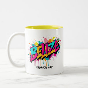 Caneca De Café Em Dois Tons Souvenir de férias do viagem estilo Belize