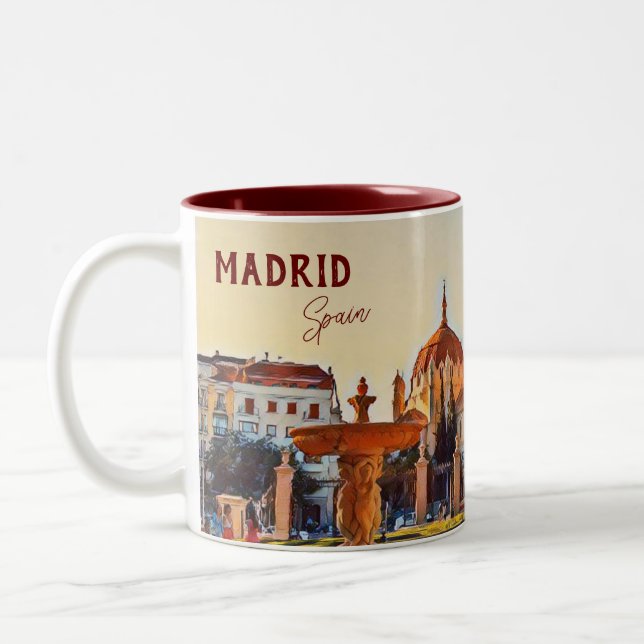 Caneca De Café Em Dois Tons Souvenir paisagem da Espanha de Madrid (Esquerda)