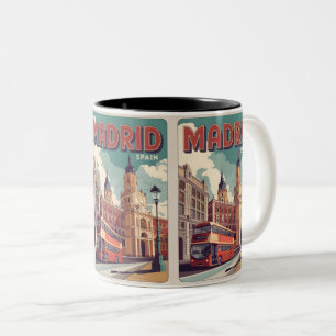 Caneca De Café Em Dois Tons Souvenirs de espanha de ônibus de Madrid, presente