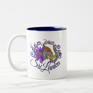 Caneca De Café Em Dois Tons Souvenirs do Sri Lanka com Elefante e Lotus