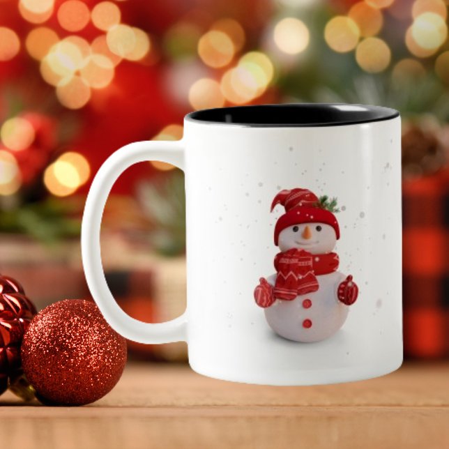 Caneca De Café Em Dois Tons Sowman Tridimensional de Natal (Criador carregado)