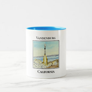 Caneca De Café Em Dois Tons Space X Rocket Launch, Vandenburg, Califórnia