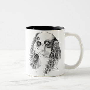 Caneca De Café Em Dois Tons Spaniel de rei Charles descuidado