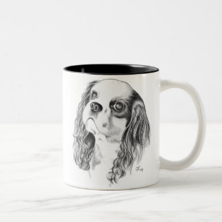 Caneca De Café Em Dois Tons Spaniel de rei Charles descuidado