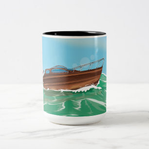 Caneca De Café Em Dois Tons Speedboat clássico