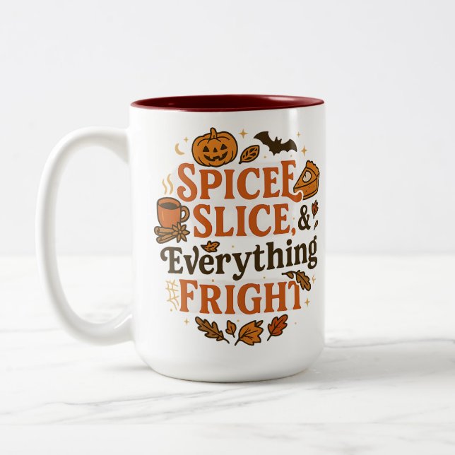 Caneca De Café Em Dois Tons Spice, Slice, & Everything Fright | Halloween  (Esquerda)