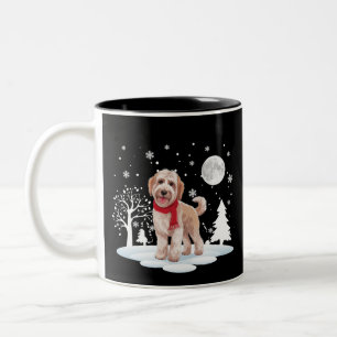 Caneca De Café Em Dois Tons Spinone Italiano sob a Luz do Luar Natal Neve