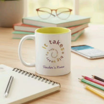 Spiral Heart Teacher Coffee Mug - Personalizable