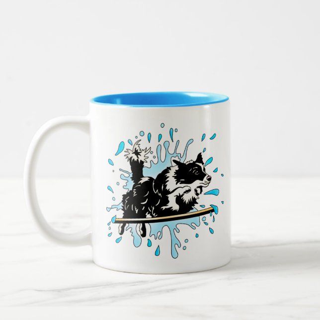 Caneca De Café Em Dois Tons splash de collie de borda (Esquerda)