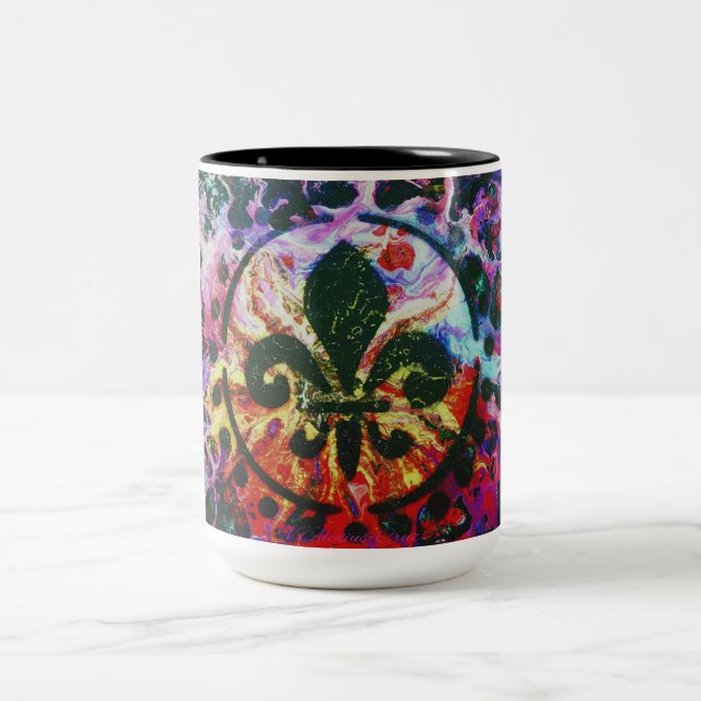 Caneca De Café Em Dois Tons Splash Fleur de lis Mug (Centro)