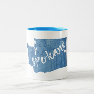 Caneca De Café Em Dois Tons Spokane Washington Wood Grain