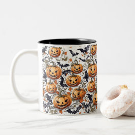Caneca De Café Em Dois Tons Spooky Halloween - Padrão Sanguíneo