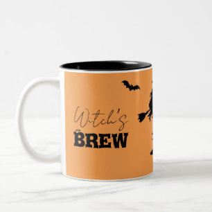 Caneca De Café Em Dois Tons Spooky Haunted House & Witch Silhouette  