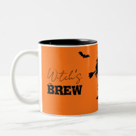 Caneca De Café Em Dois Tons Spooky Haunted House & Witch Silhouette |