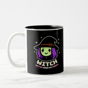 Caneca De Café Em Dois Tons Spooky Kawaii Witch Halloween Coffee Mug