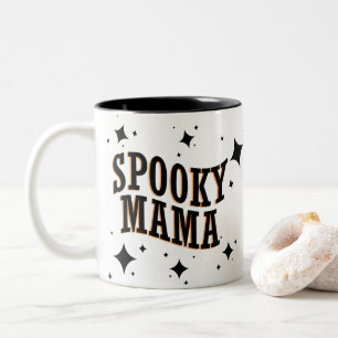 Caneca De Café Em Dois Tons Spooky Mama Engraçada Feliz Halloween