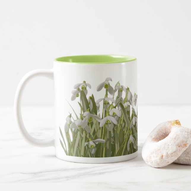 Caneca De Café Em Dois Tons Spring Snowdrops (Com Donut)