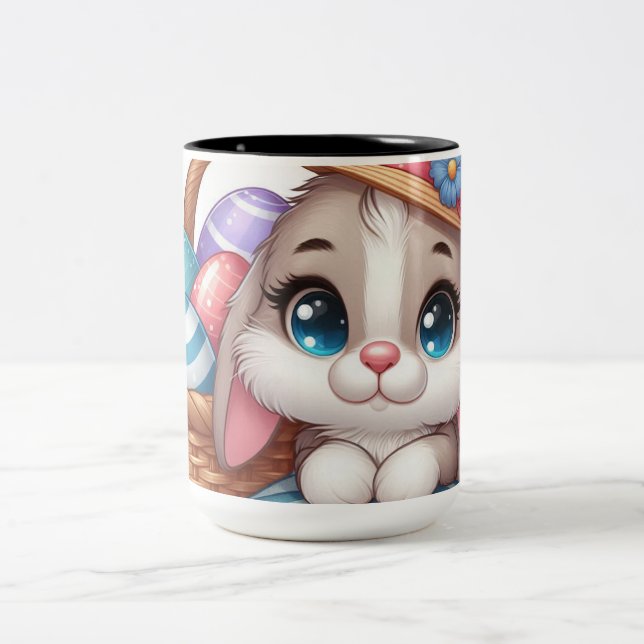 Caneca De Café Em Dois Tons Springtime Bunny Bliss (Centro)