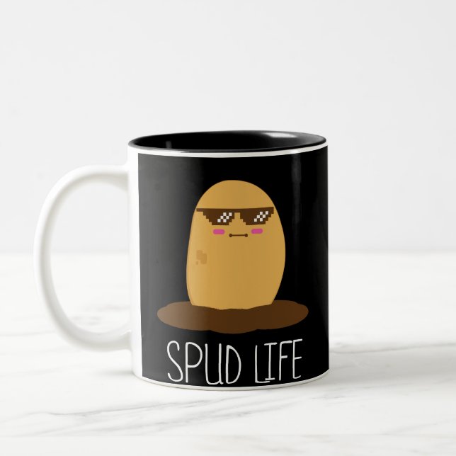 Caneca De Café Em Dois Tons Spud a vida - design para fãs da batata (Esquerda)