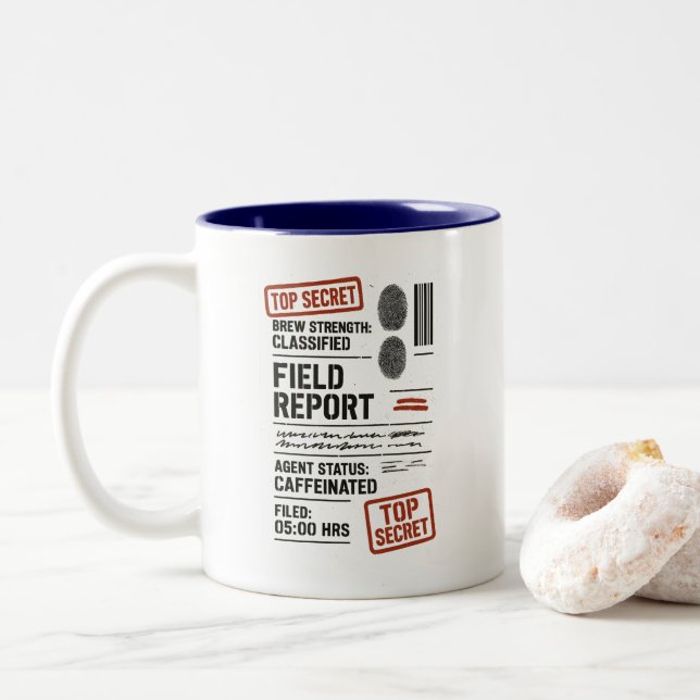 Caneca De Café Em Dois Tons Spy Coffee Mug - Presente de Café Brew disfarçado (Com Donut)