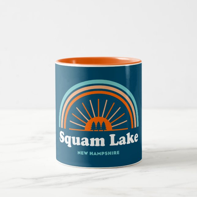 Caneca De Café Em Dois Tons Squam Lake New Hampshire Rainbow (Centro)