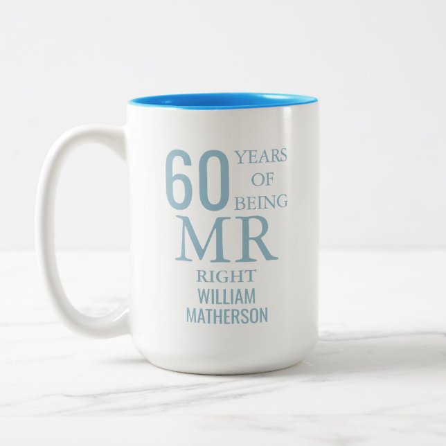 Caneca De Café Em Dois Tons Sr. Diversão 60º Aniversário de Casamento (Esquerda)